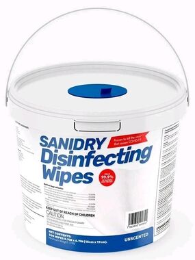 Sanidry Disinfecting Wipes - Unscented 300 Count, NEW